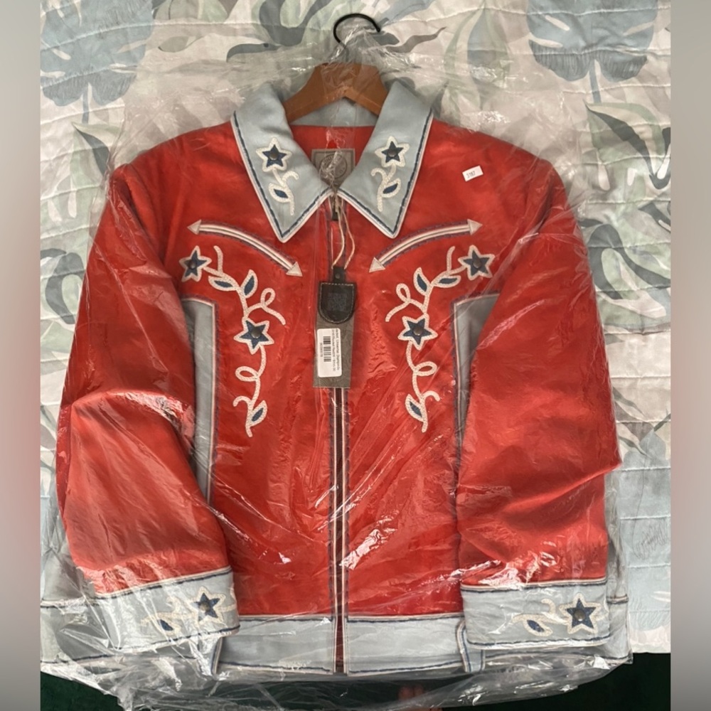 Double D Ranch leather jacket new called Universe Stampede 2x Red sold out